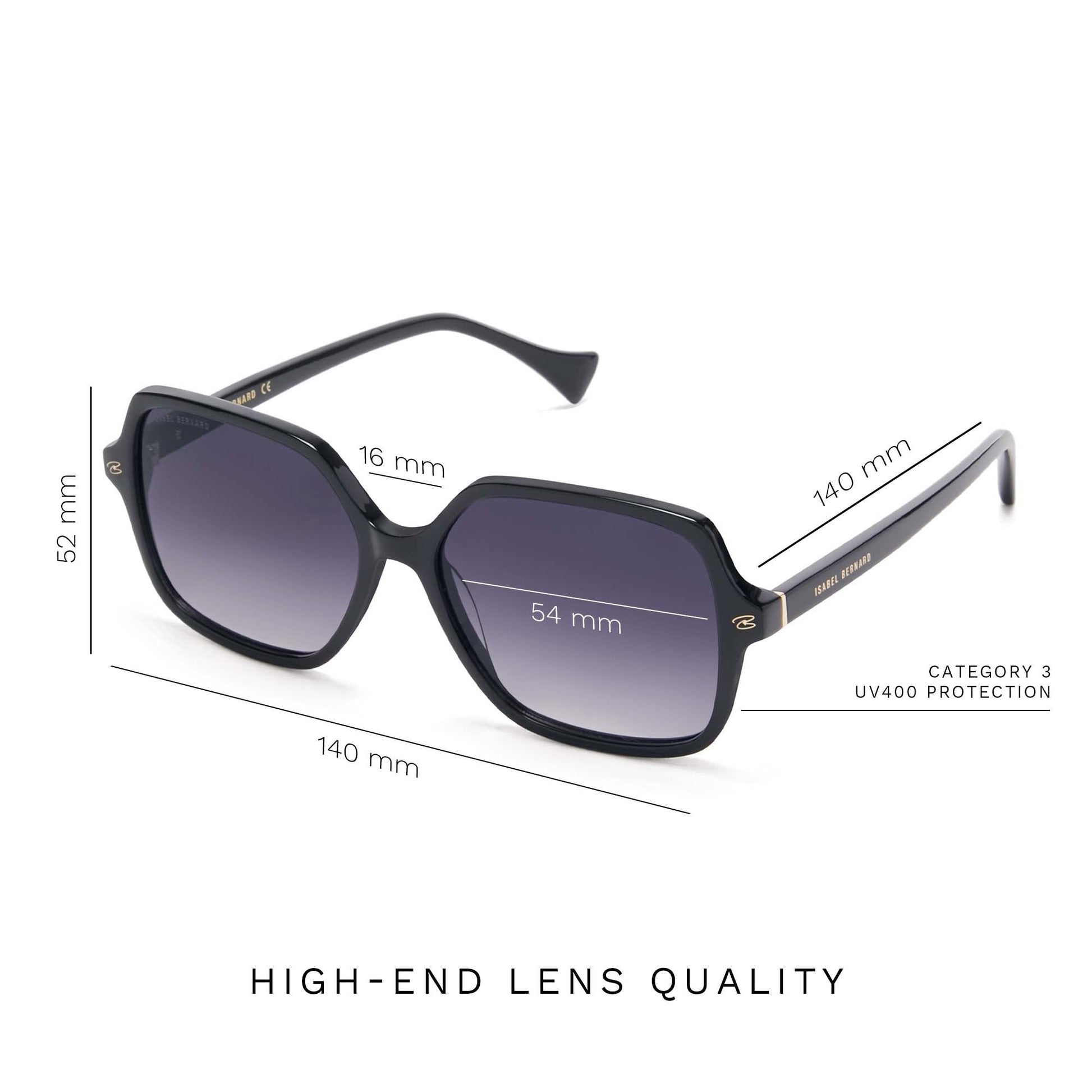 La Villette Renate black square sunglasses with black lenses gradient -  - Isabel Bernard