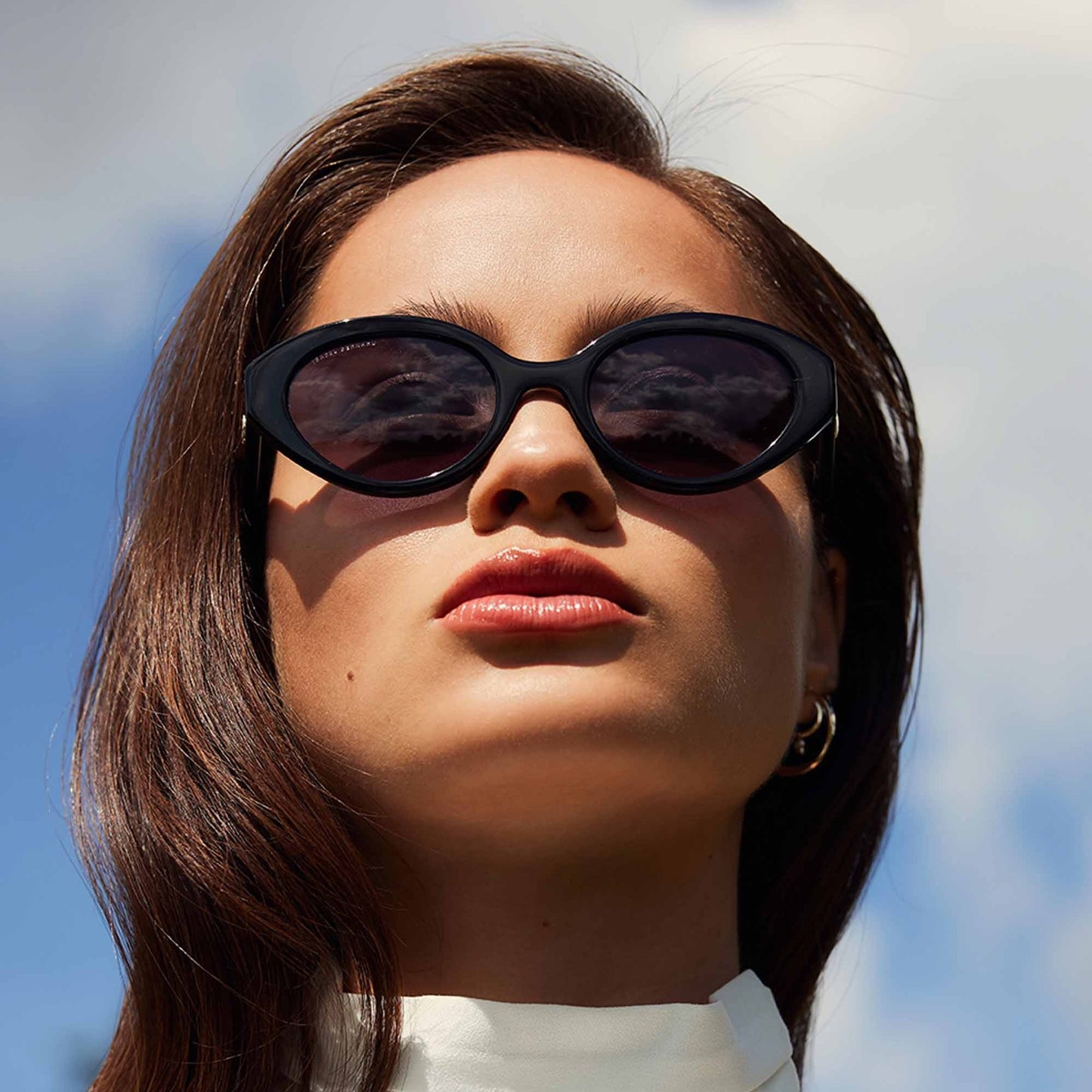 La Villette Rosaire black oval sunglasses with black lenses -  - Isabel Bernard