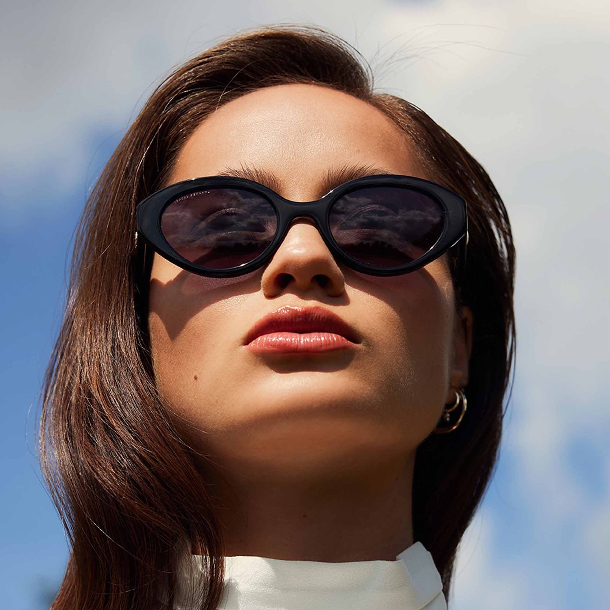 La Villette Rosaire black oval sunglasses with black lenses -  - Isabel Bernard