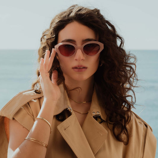 La Villette Rosaire soft pink oval sunglasses with pink lenses -  - Isabel Bernard