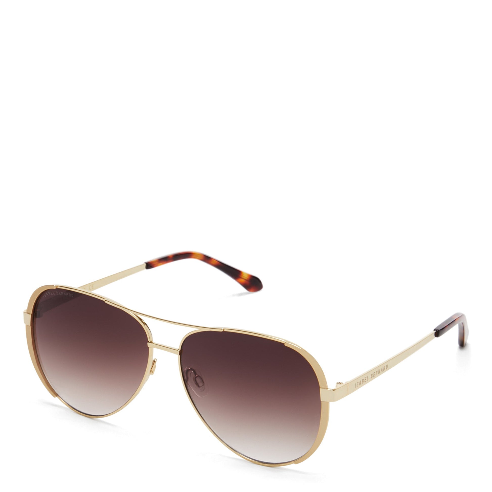La Villette Ruby gold coloured aviator sunglasses with brown lenses gradient -  - Isabel Bernard