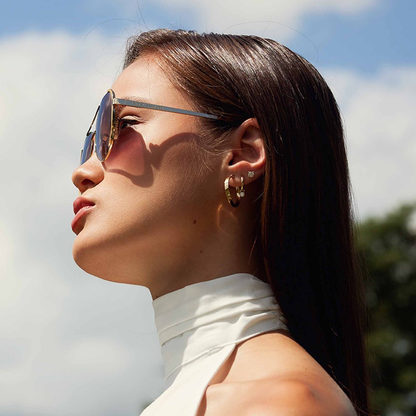 La Villette Ruby gold coloured aviator sunglasses with brown lenses gradient -  - Isabel Bernard