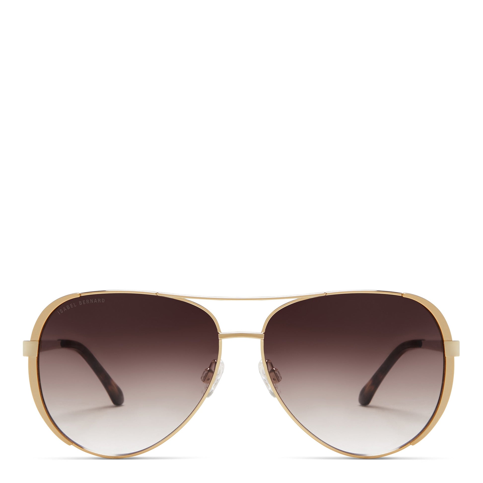 La Villette Ruby gold coloured aviator sunglasses with brown lenses gradient -  - Isabel Bernard