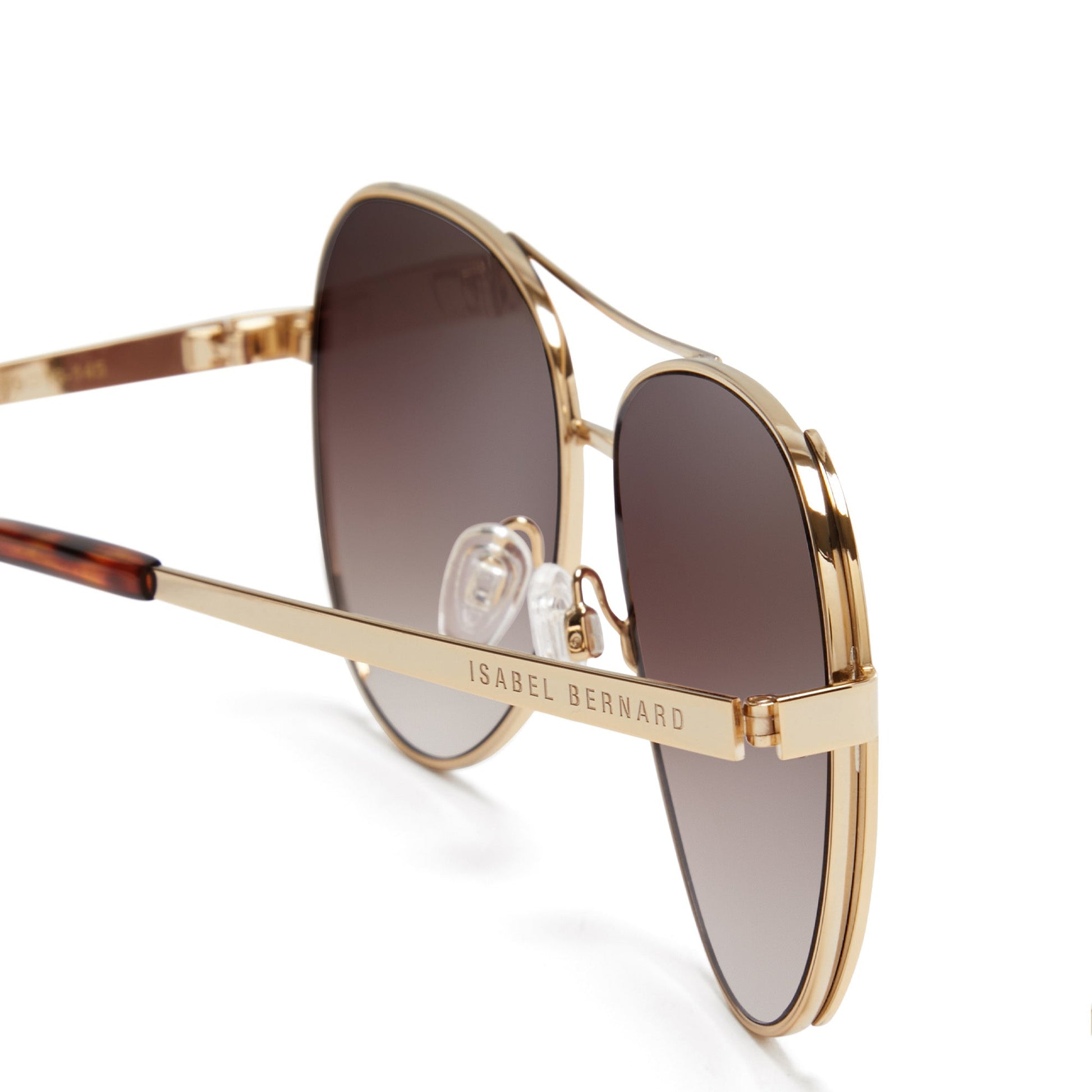 La Villette Ruby gold coloured aviator sunglasses with brown lenses gradient -  - Isabel Bernard