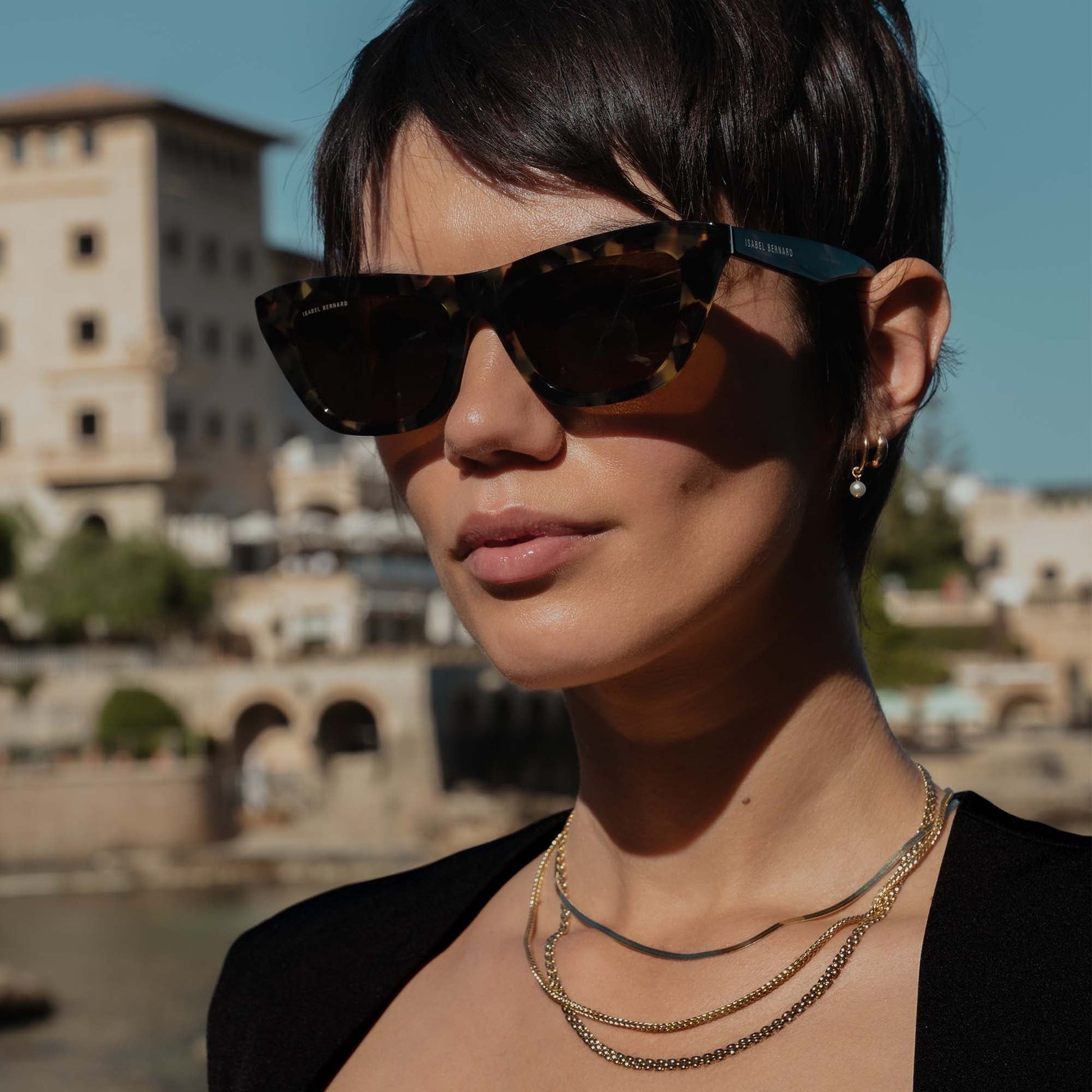 La Villette Roselin brown tortoise cat eye sunglasses with brown lenses -  - Isabel Bernard