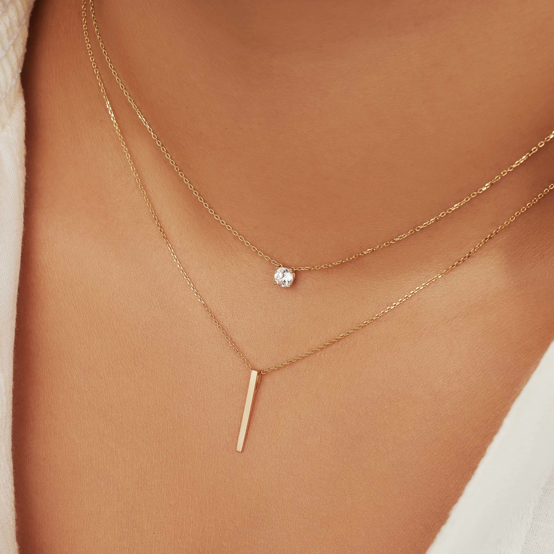 Monceau Josephine 14 karat gold necklace with rod -  - Isabel Bernard