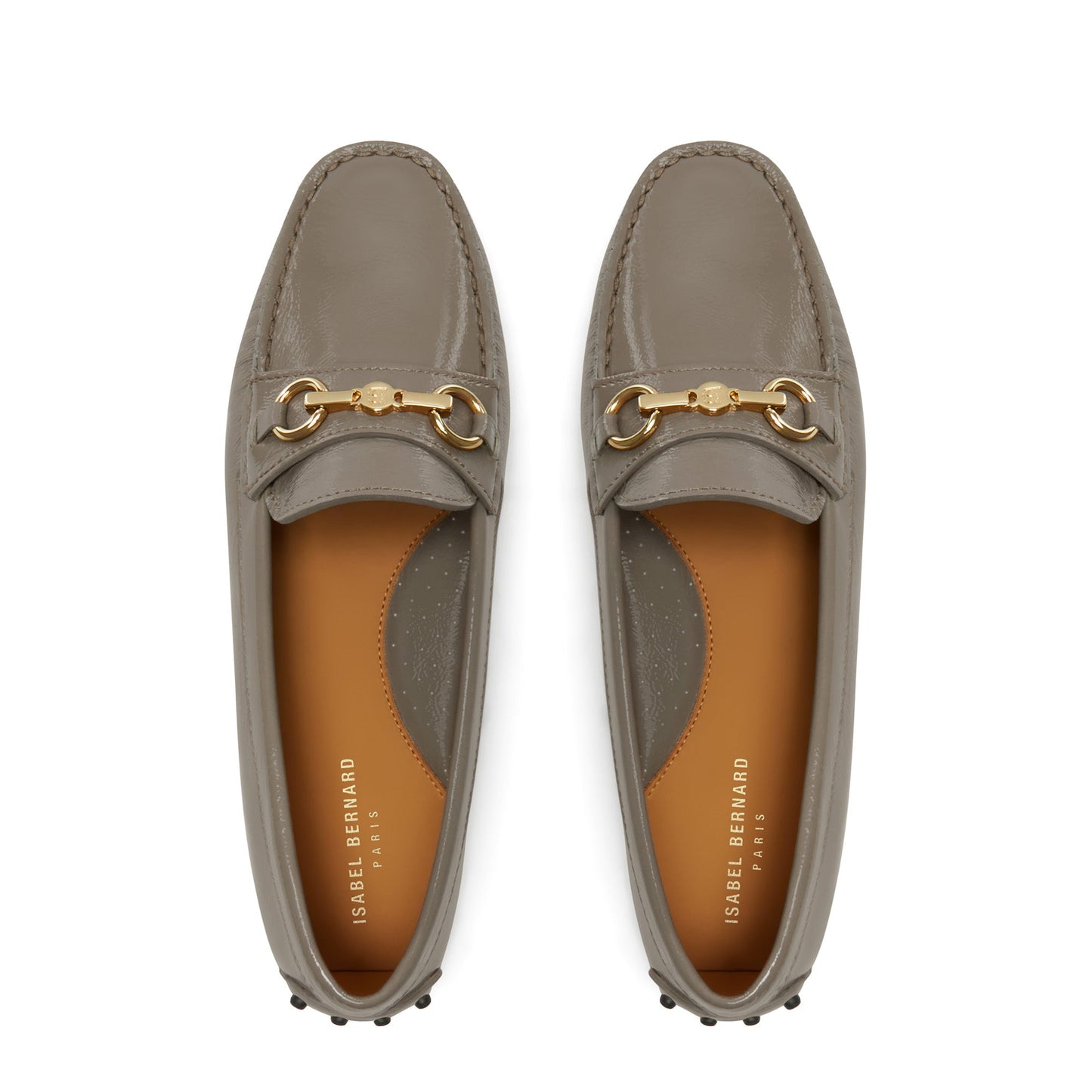 Vendôme Marie taupe calfskin patent leather moccasins -  - Isabel Bernard