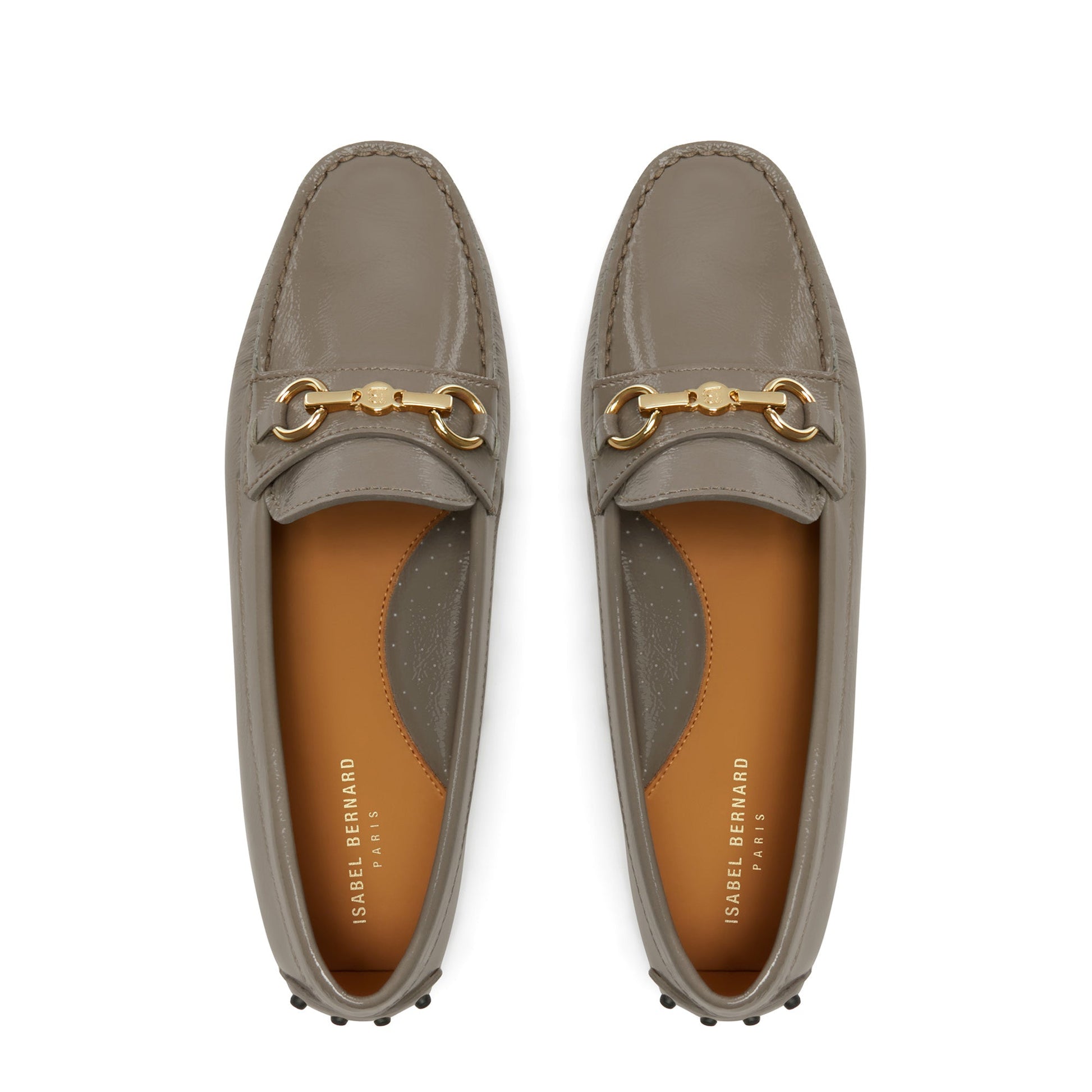 Vendôme Marie taupe calfskin patent leather moccasins -  - Isabel Bernard