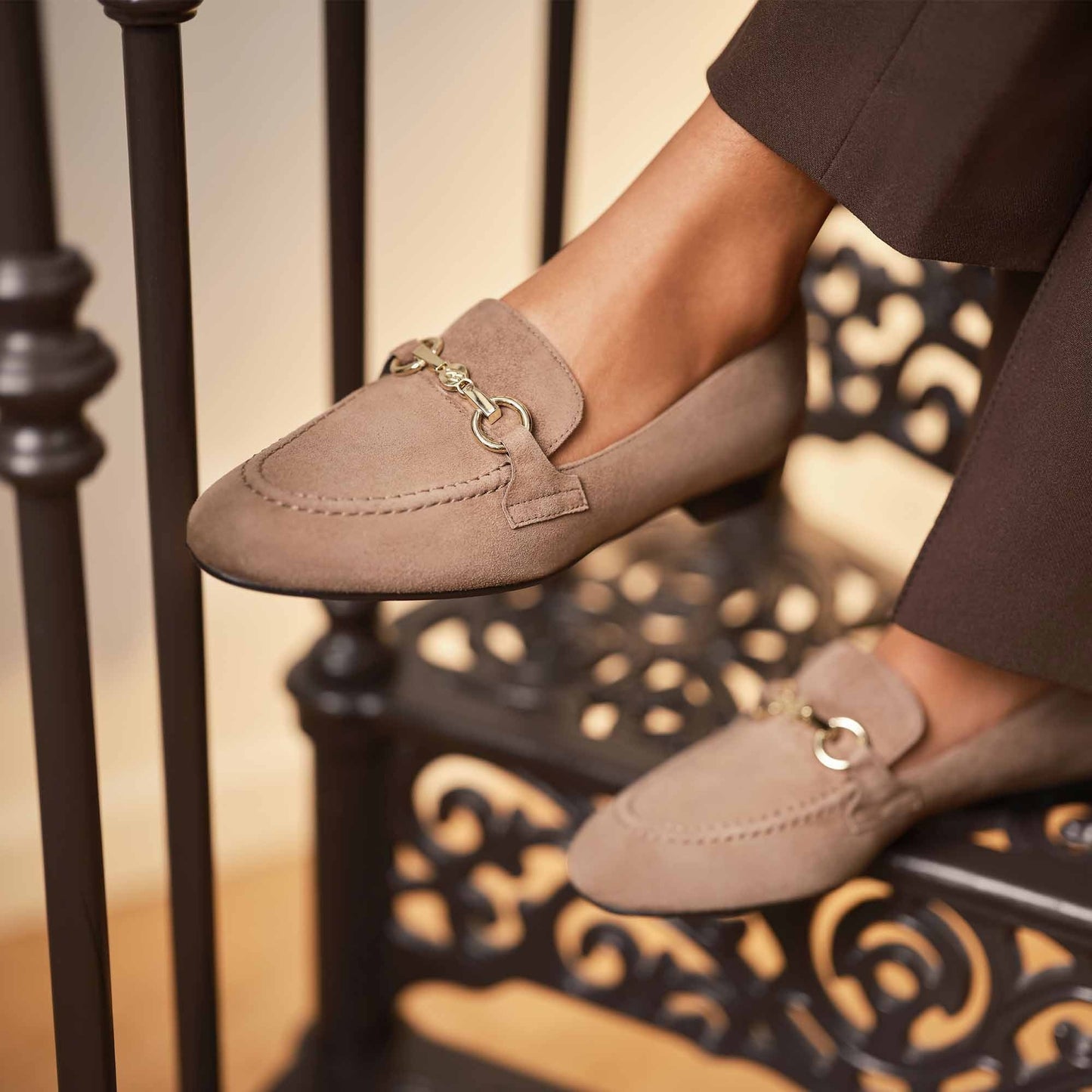Vendôme Fleur taupe suede loafers -  - Isabel Bernard