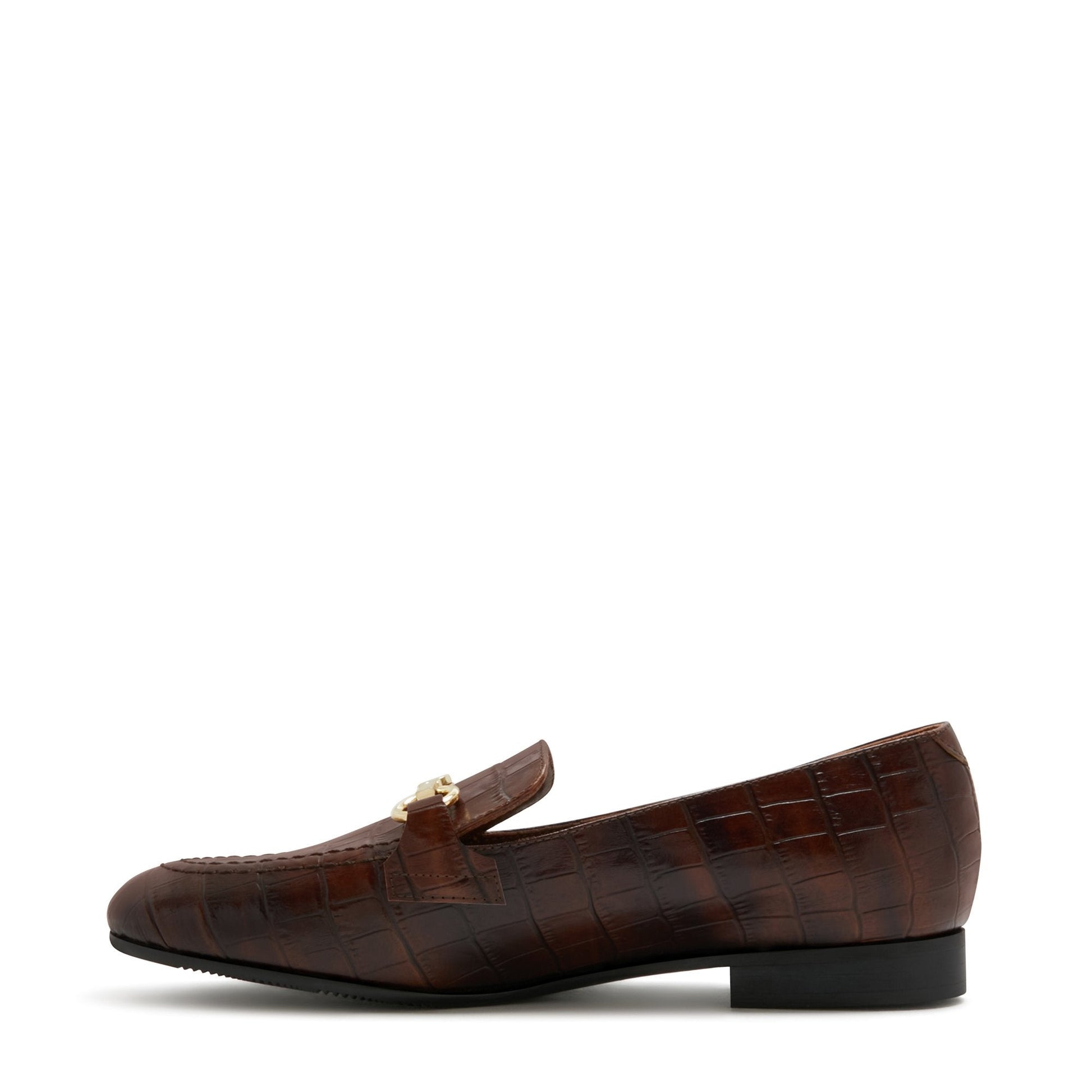 Vendôme Fleur croco brown calfskin leather loafers -  - Isabel Bernard