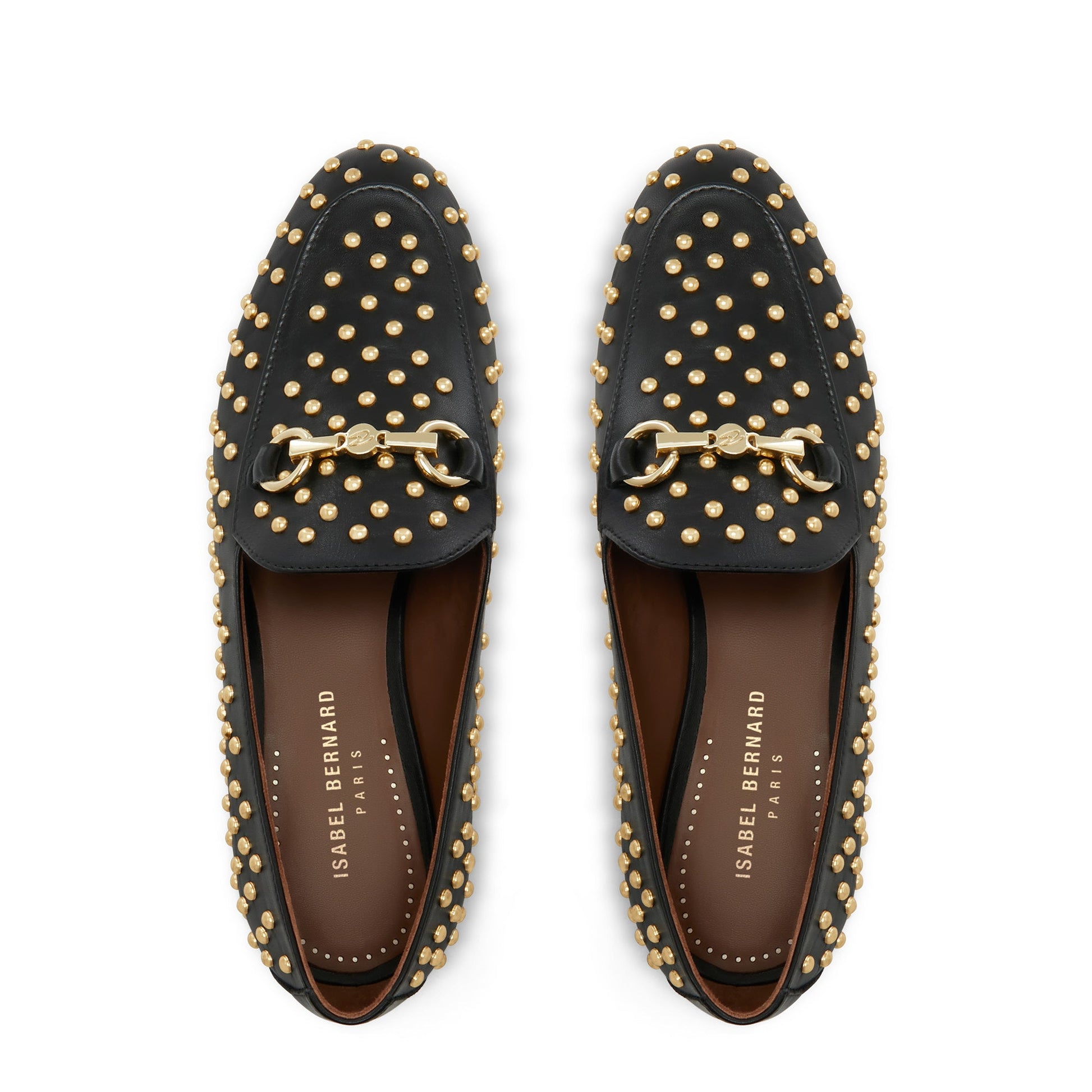 Vendôme Fleur black calfskin leather studded loafers -  - Isabel Bernard
