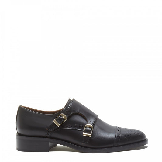 Vendôme Sophie black calfskin leather double monk shoes -  - Isabel Bernard