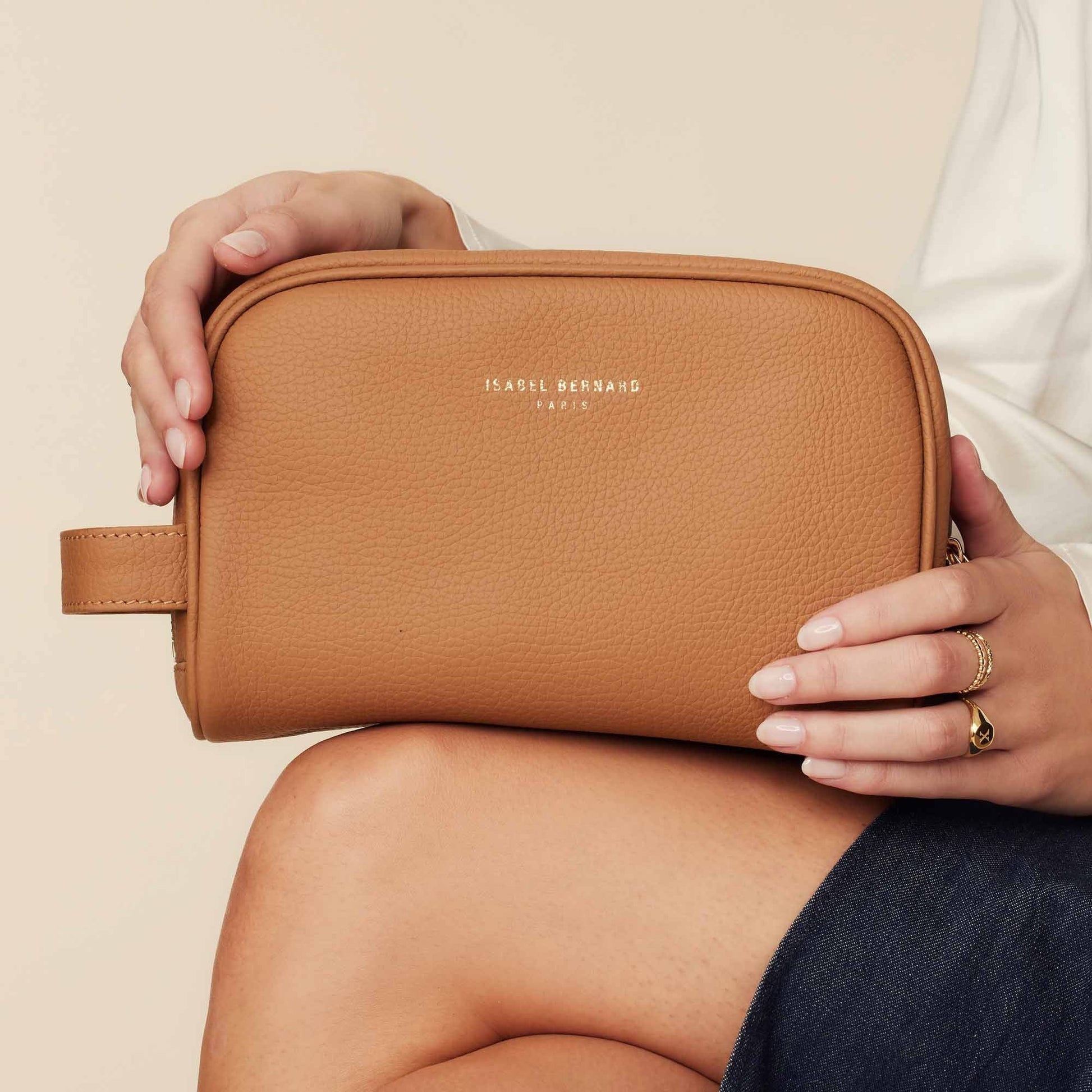 Honoré Blaize camel calfskin leather toiletry bag -  - Isabel Bernard