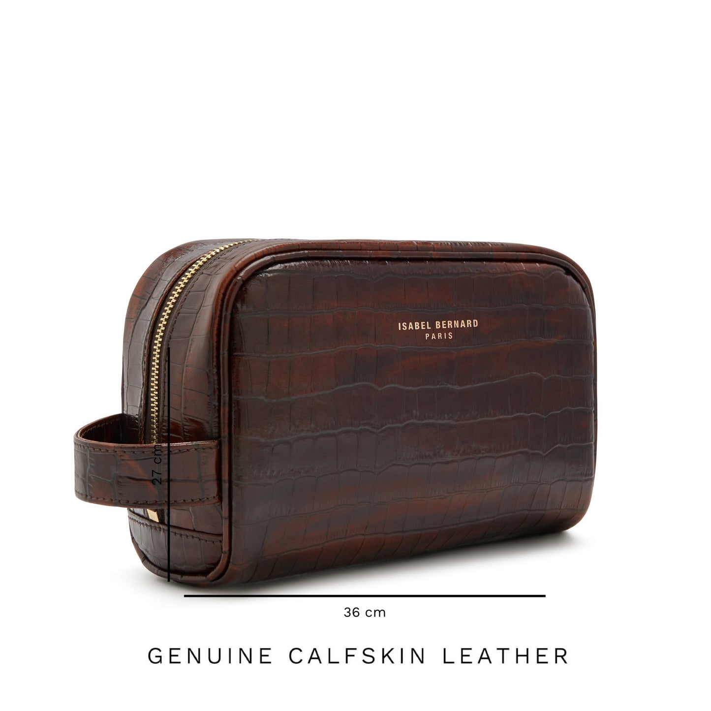 Honoré Blaize croco brown calfskin leather toiletry bag -  - Isabel Bernard