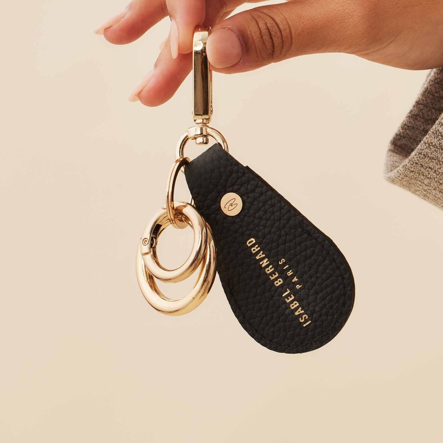 Honoré Filou black calfskin leather Airtag key ring -  - Isabel Bernard