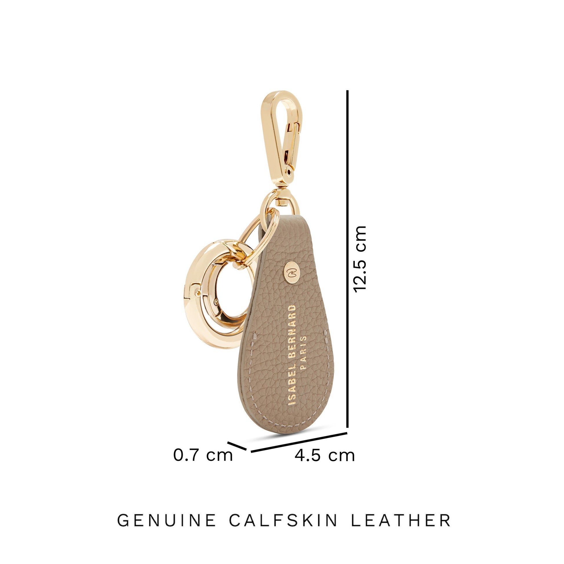 Honoré Filou taupe calfskin leather Airtag key ring -  - Isabel Bernard