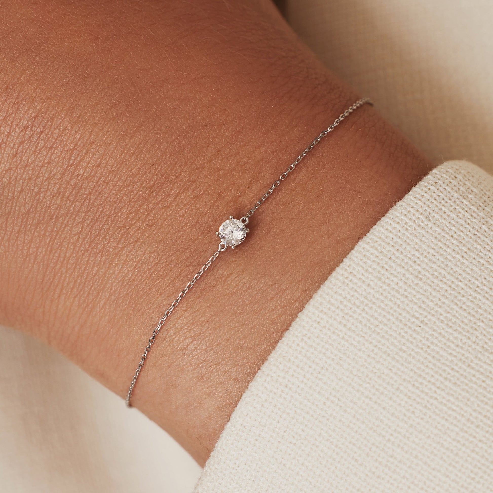 Cadeau d'Isabel 14 karat white gold necklace with bracelet with zirconia stone gift set - - Isabel Bernard