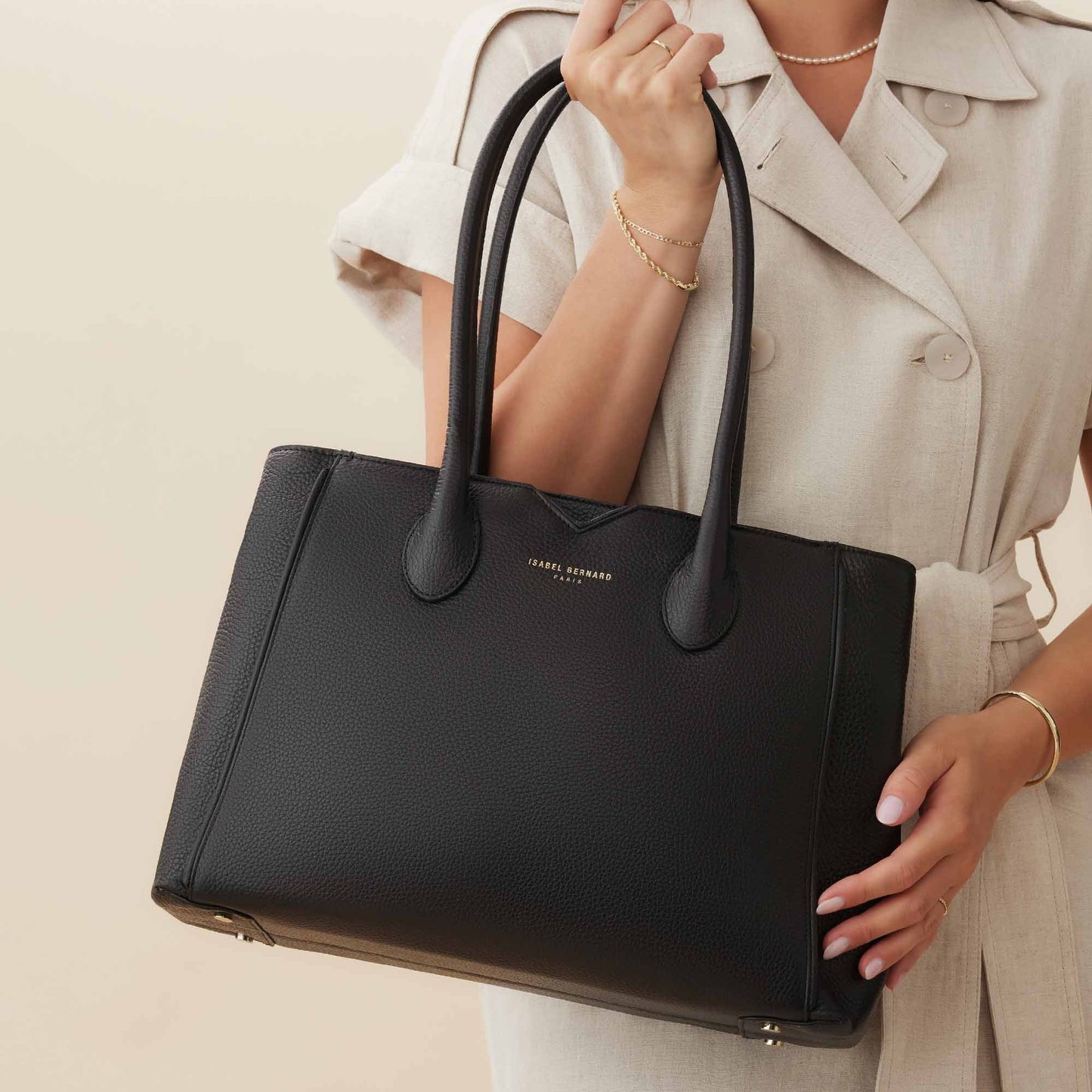 Cadeau d'Isabel black leather handbag and wallet gift set -  - Isabel Bernard