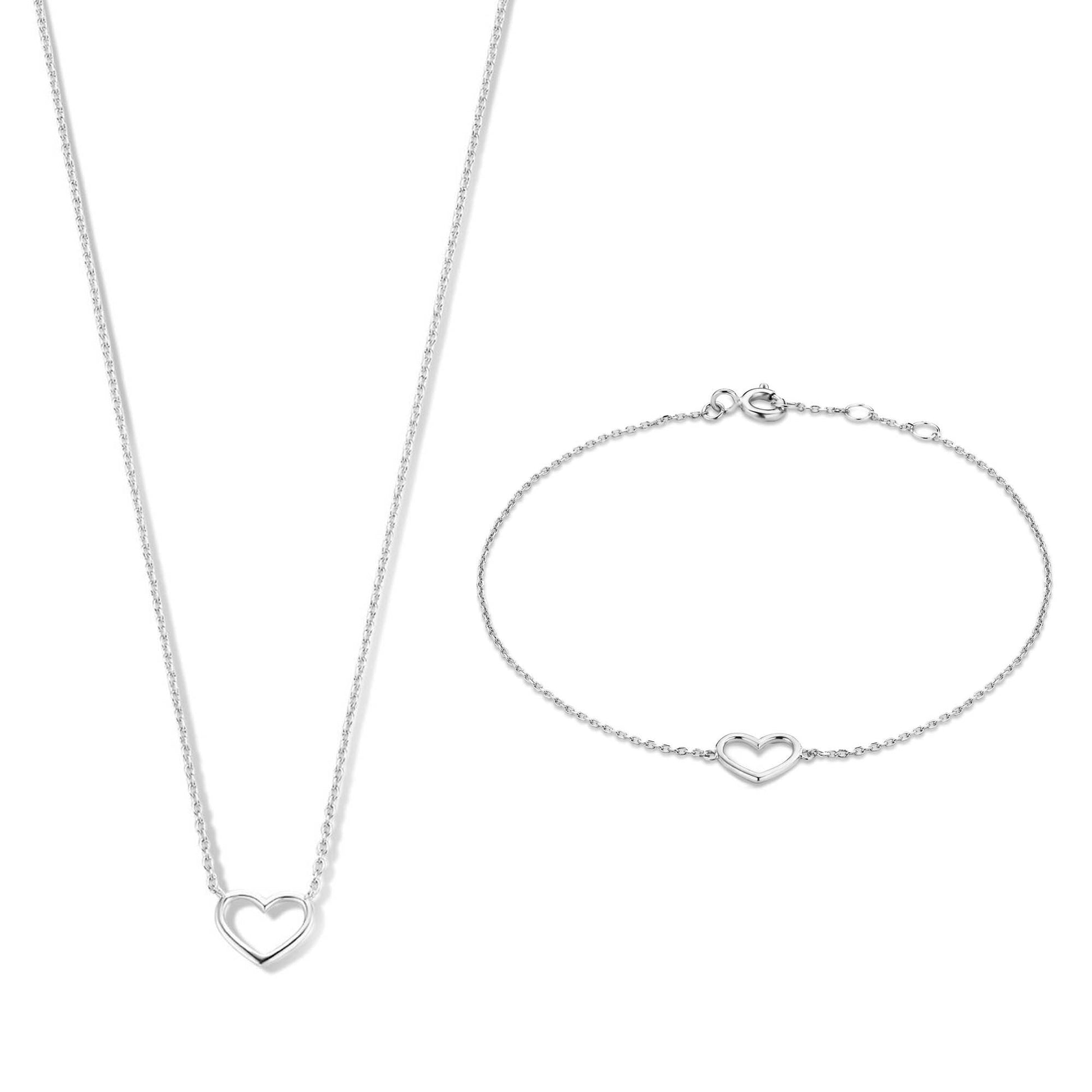 Cadeau d'Isabel 14 karat white gold necklace with bracelet gift set with heart - - Isabel Bernard