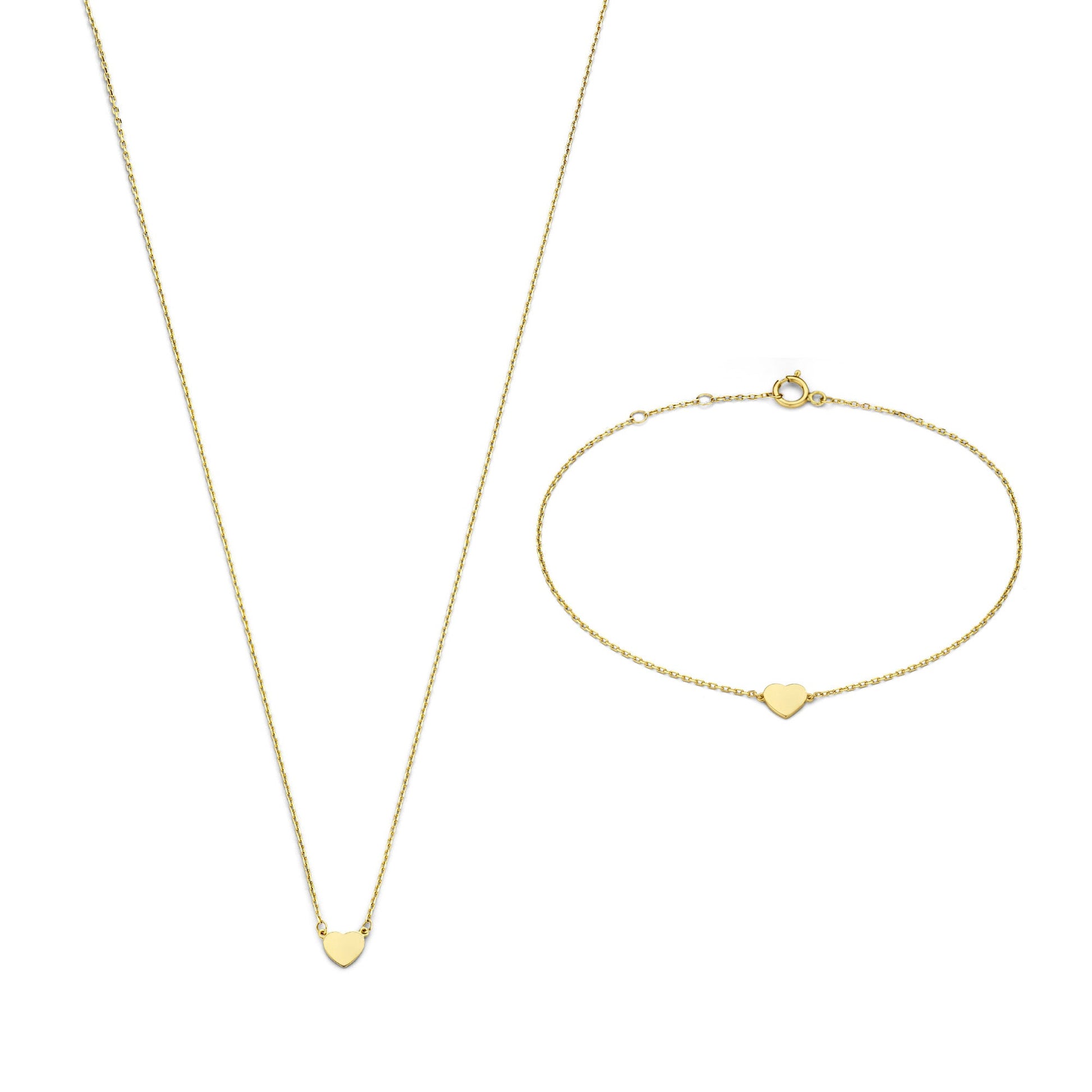 Cadeau d'Isabel 14 karat gold necklace and bracelet with heart gift set - - Isabel Bernard