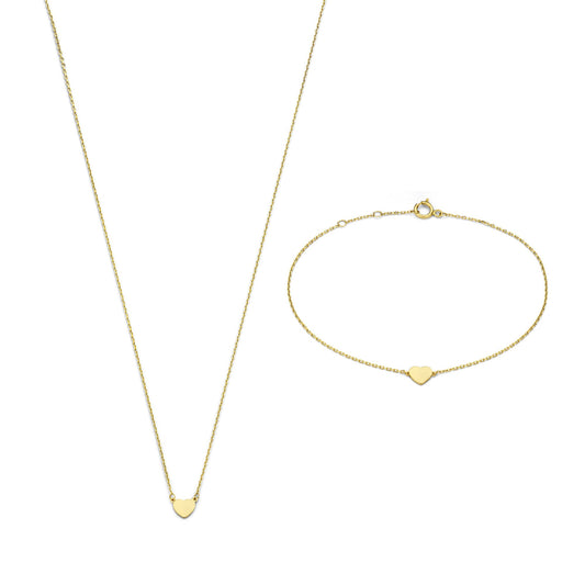 Cadeau d'Isabel 14 karat gold necklace and bracelet with heart gift set - - Isabel Bernard