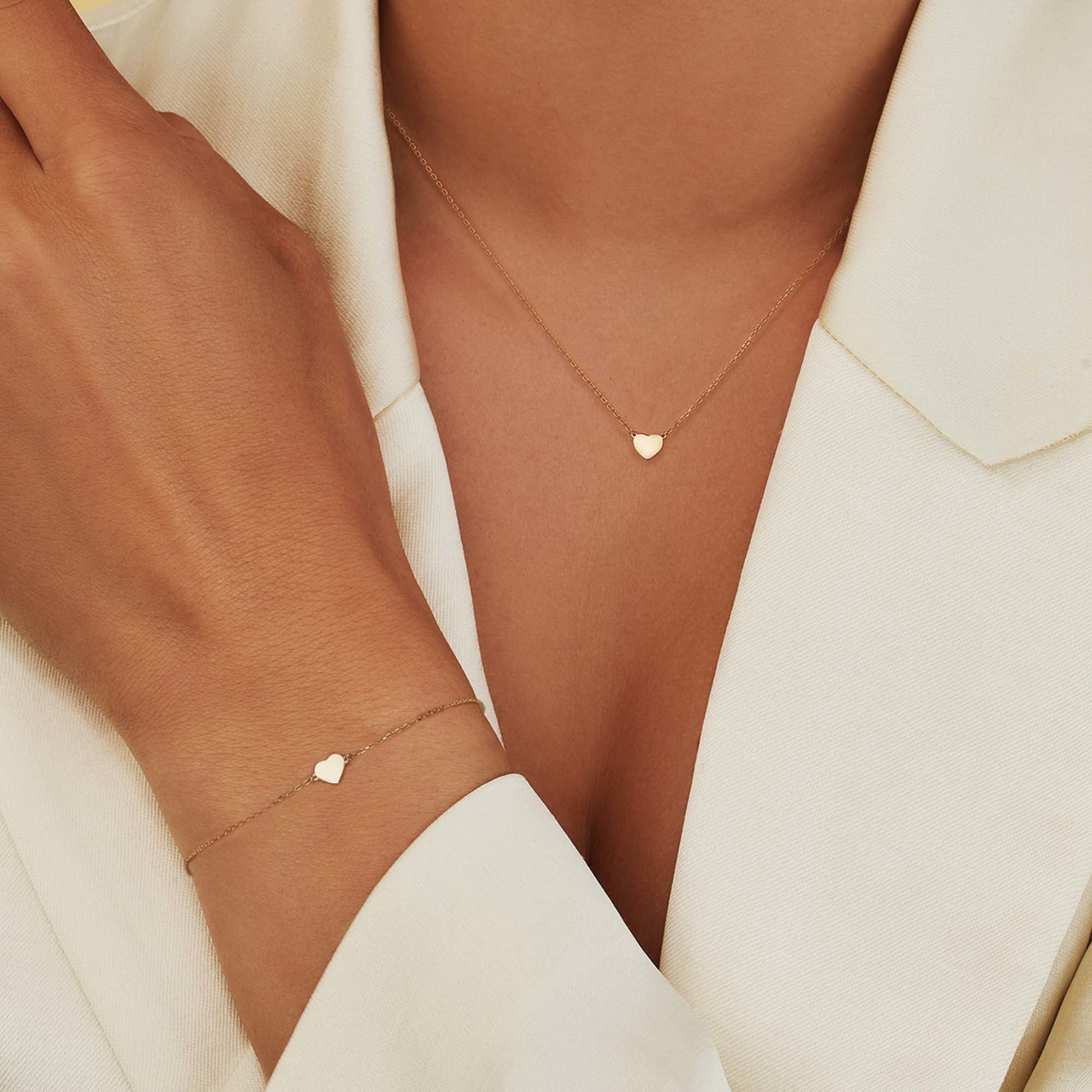 Cadeau d'Isabel 14 karat gold necklace and bracelet with heart gift set - - Isabel Bernard