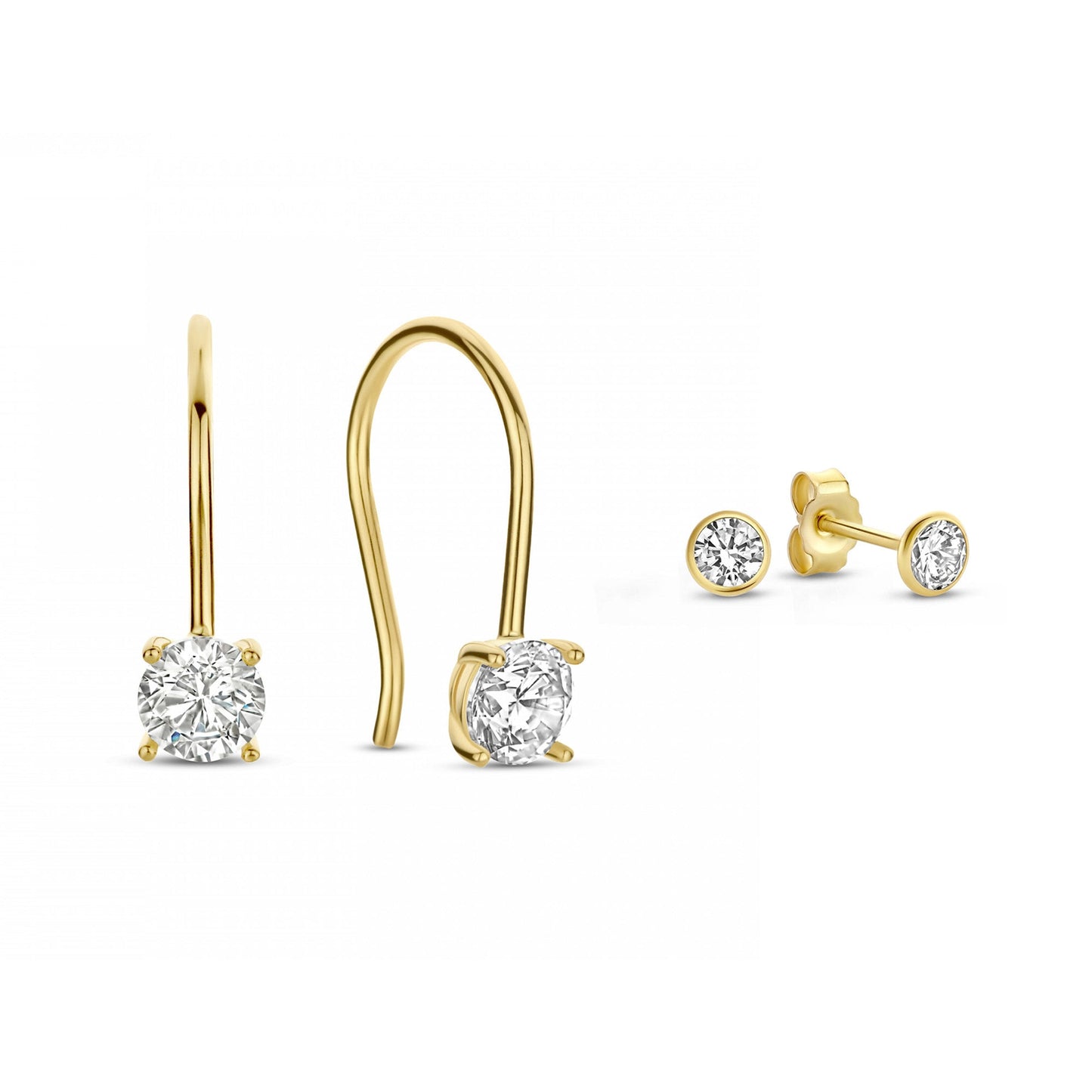 Cadeau d'Isabel 14 karat gold earring set with zirconia stones -  - Isabel Bernard