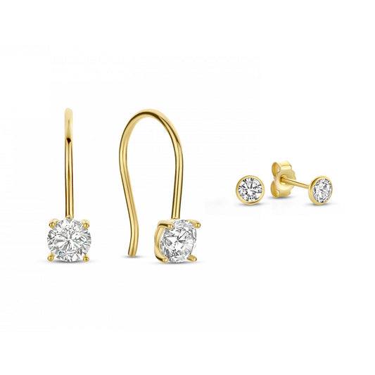 Cadeau d'Isabel 14 karat gold earring set with zirconia stones -  - Isabel Bernard