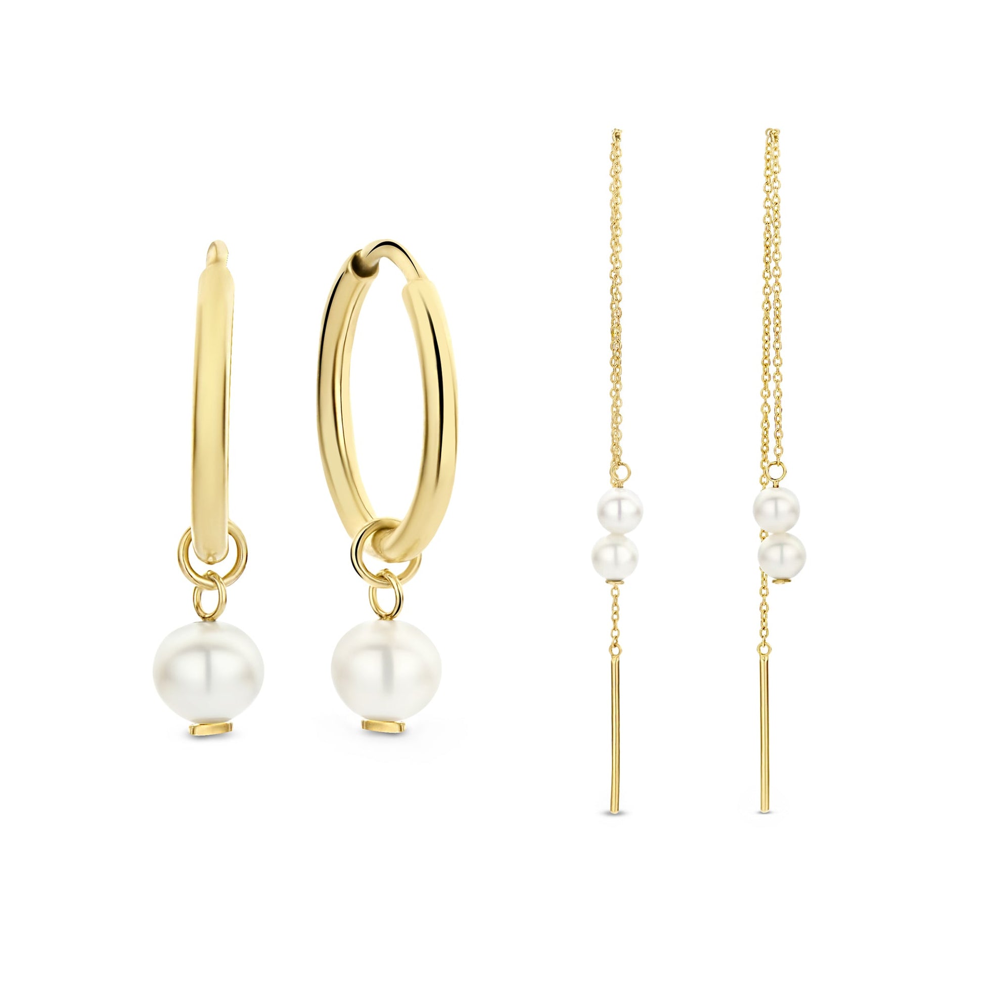 Cadeau d'Isabel 14 karat gold earring set with freshwater pearls - - Isabel Bernard