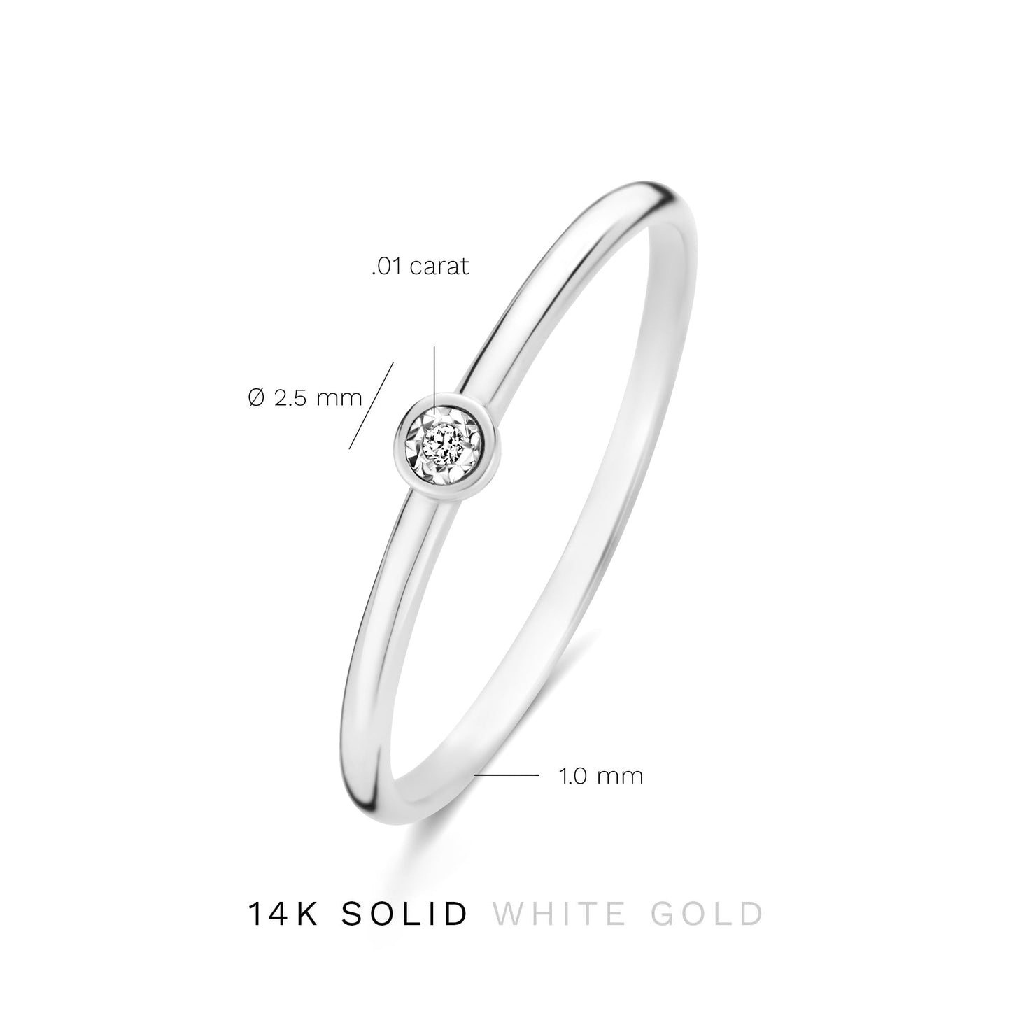 De la Paix Inaya 14 karat white gold ring with diamond 0.01 carat - - Isabel Bernard