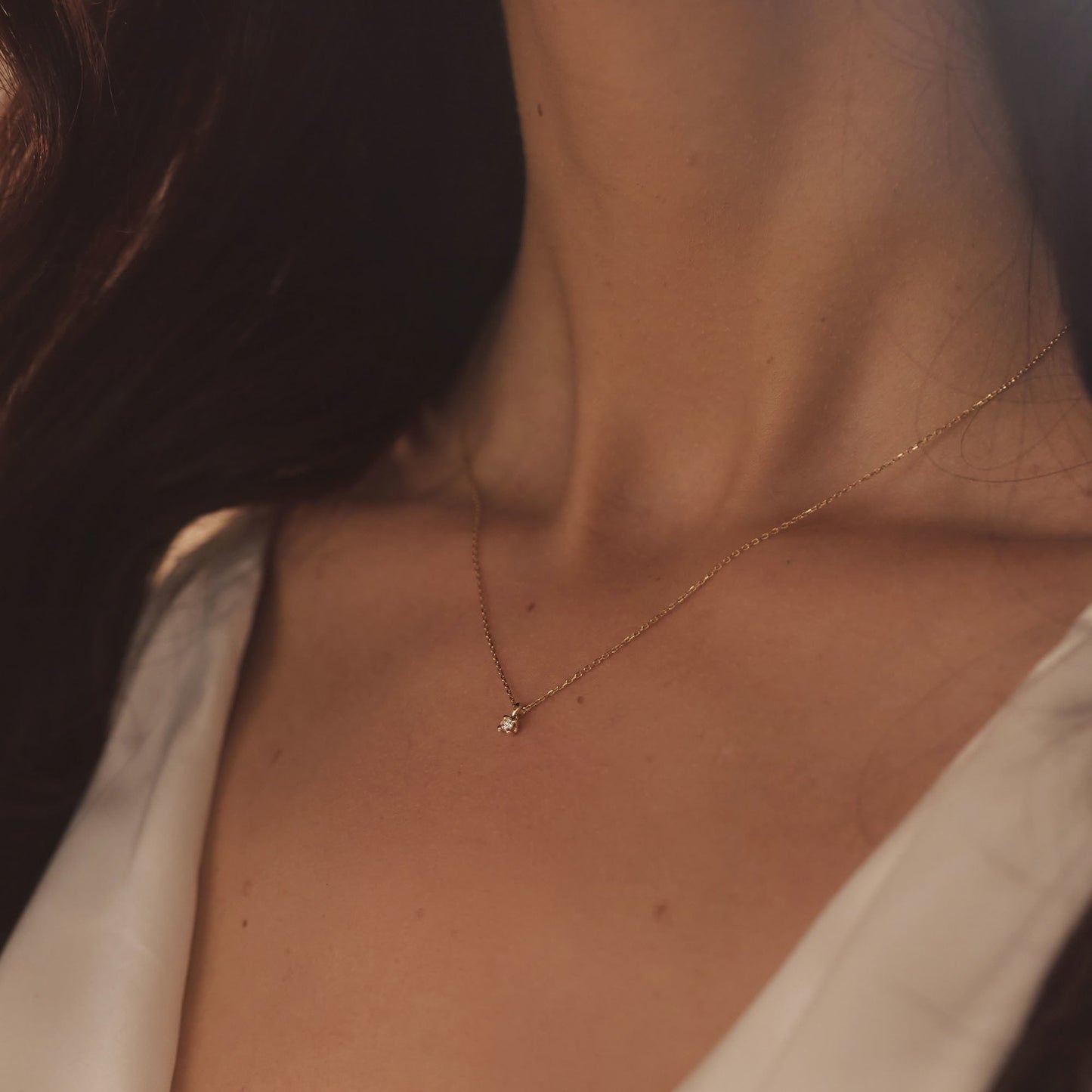 De la Paix Céline 14 karat gold necklace with diamond 0.05 carat -  - Isabel Bernard