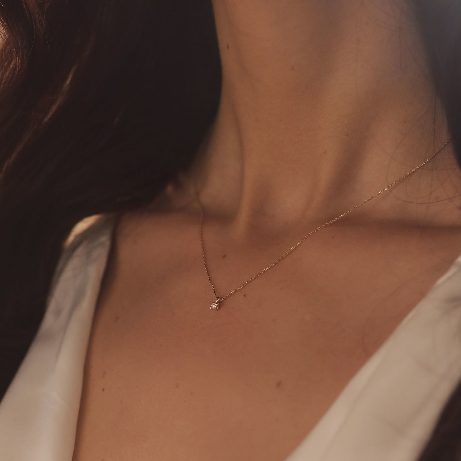 De la Paix Céline 14 karat gold necklace with diamond 0.05 carat -  - Isabel Bernard