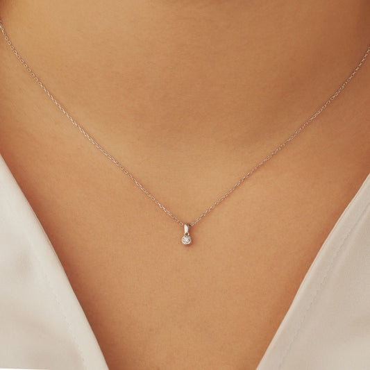 De la Paix Inaya 14 karat white gold necklace with diamond 0.01 carat -  - Isabel Bernard