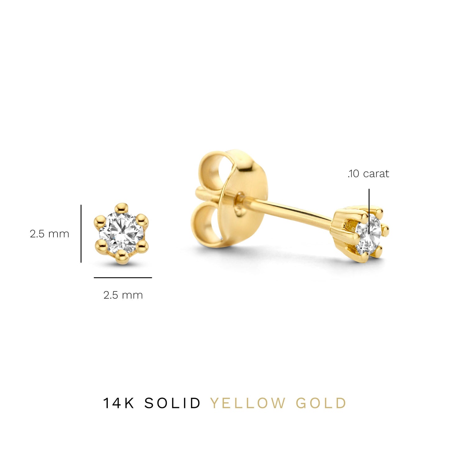 De la Paix Emily 14 karat gold stud ear studs with diamond 0.10 carat -  - Isabel Bernard