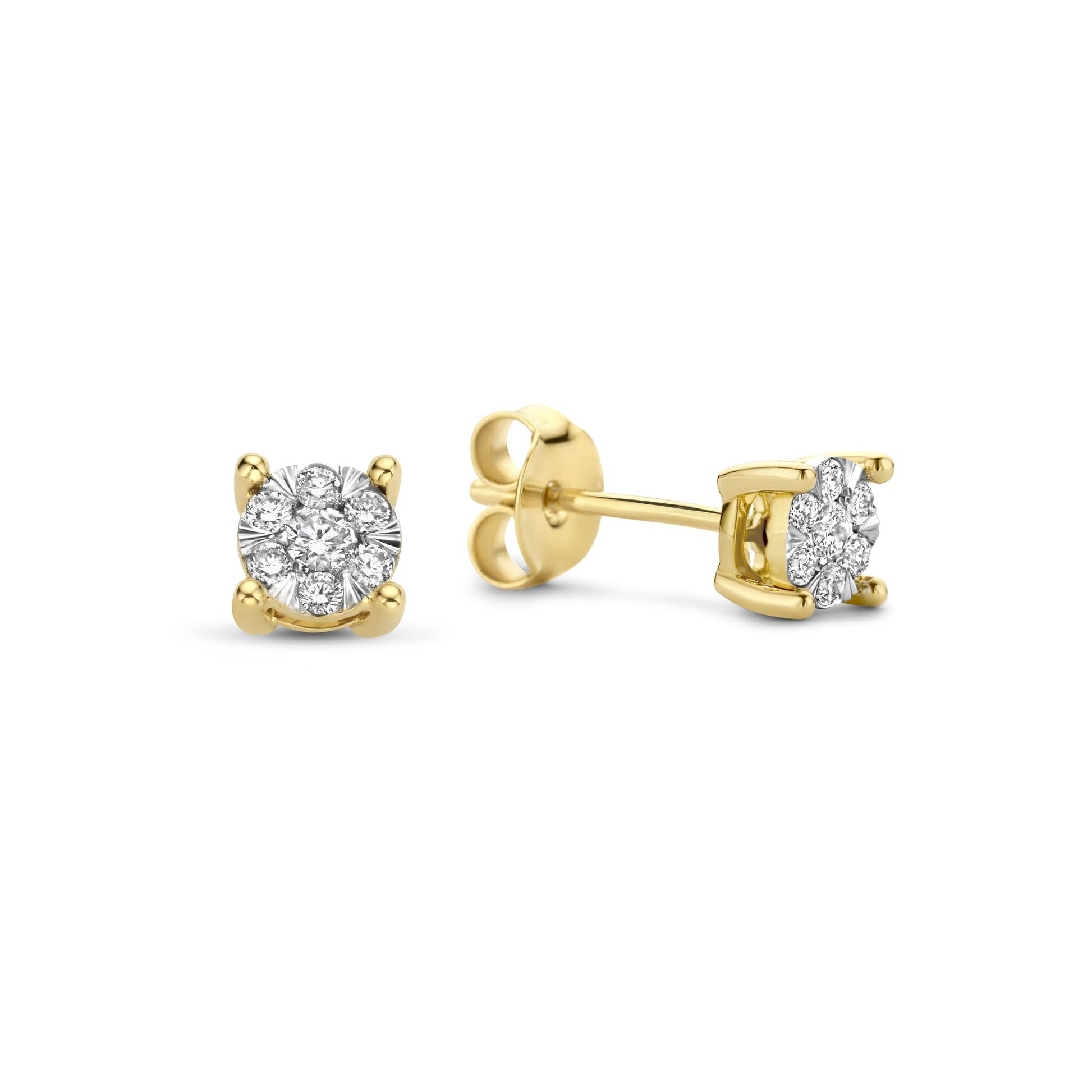 De la Paix Hanaé 14 karat gold stud ear studs with diamond 0.16 carat -  - Isabel Bernard