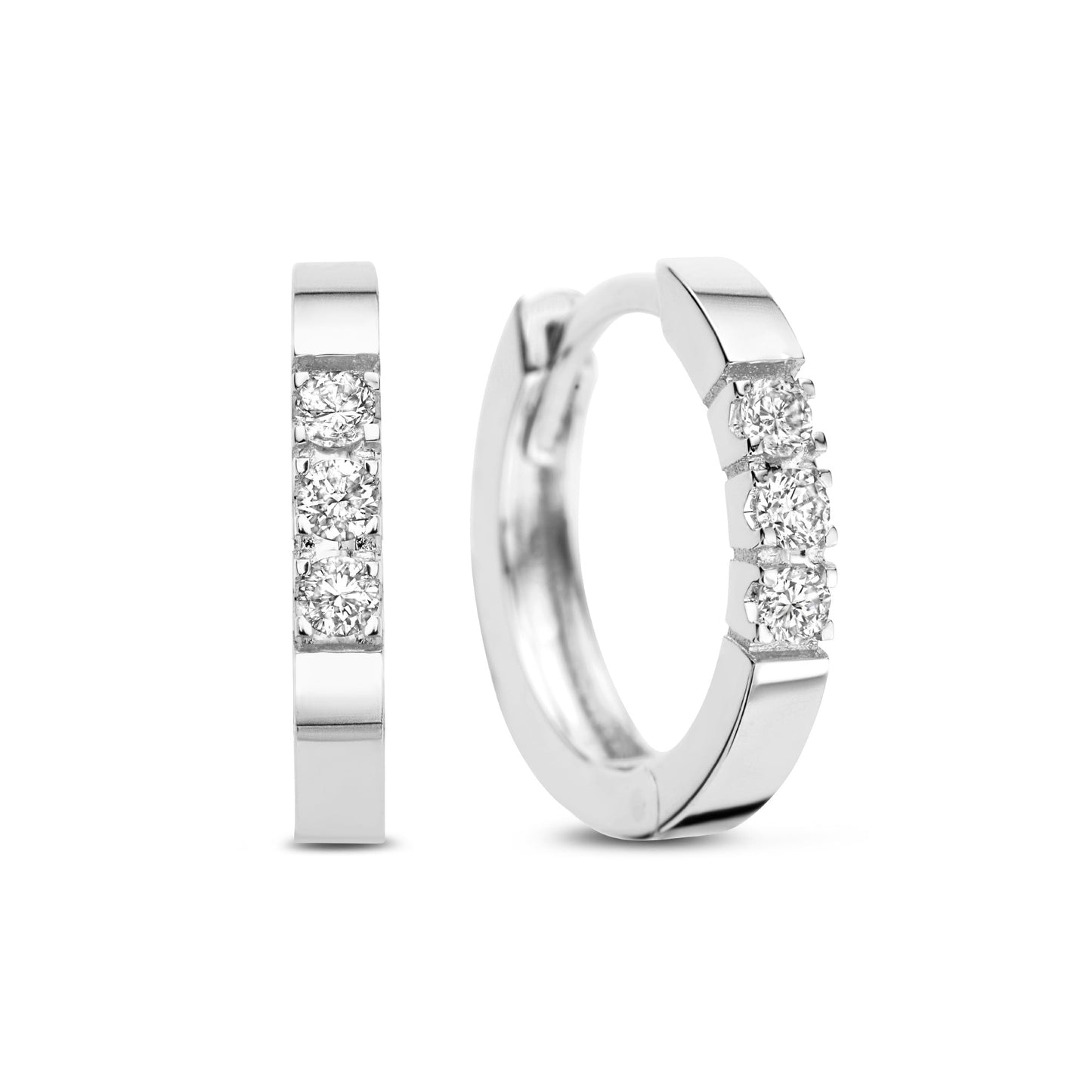 De la Paix Madeline 14 karat white gold hoop earrings with diamond 0.15 carat -  - Isabel Bernard