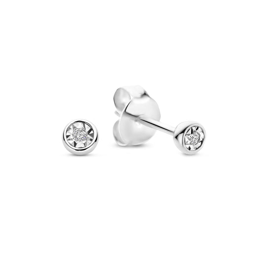 De la Paix Inaya14 karat white gold ear studs with diamond 0.02 carat -  - Isabel Bernard