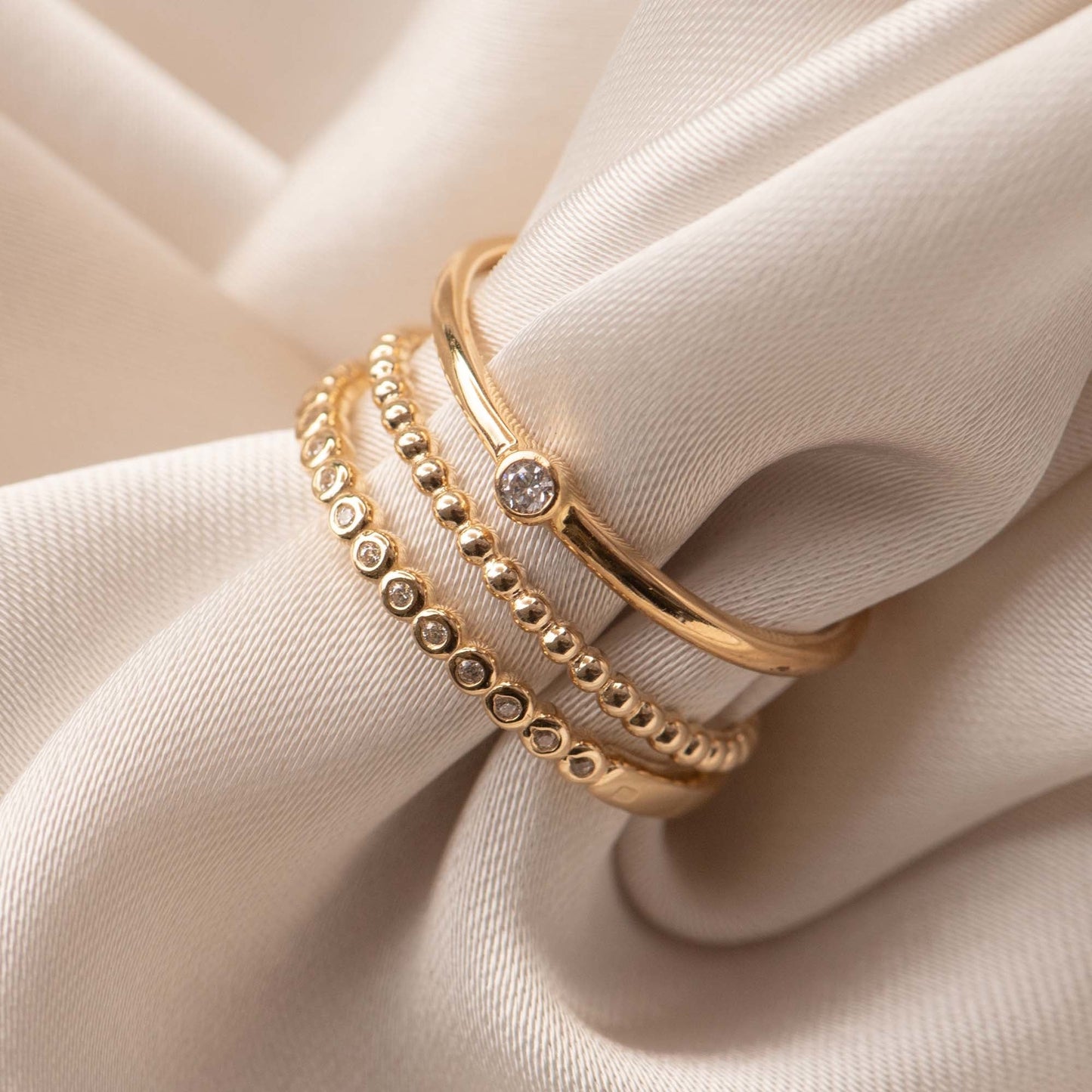 Rivoli Aélys 14 karat gold stacking ring with zirconia stone -  - Isabel Bernard