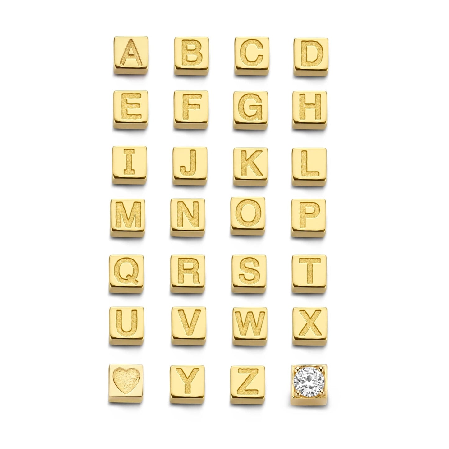Le Marais Felie 14 karat gold cube initial charm with letter -  - Isabel Bernard