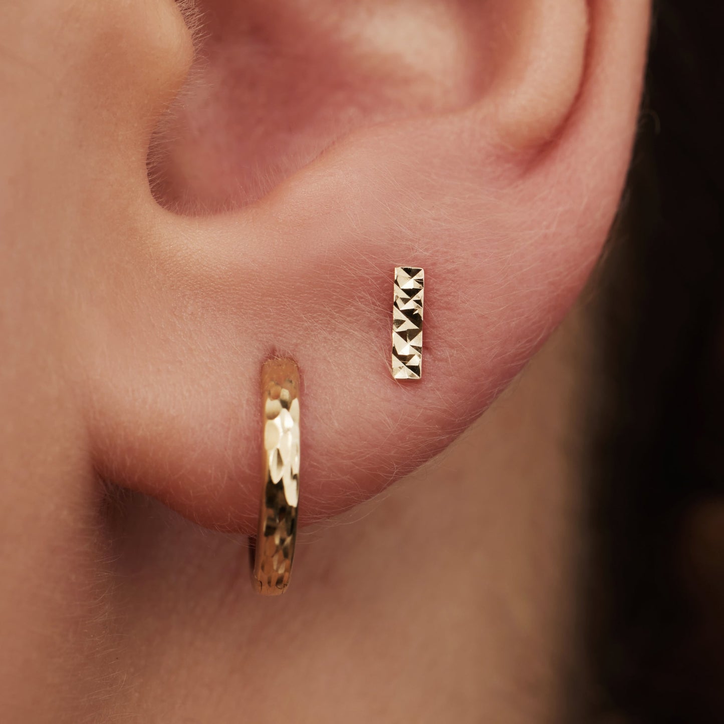 Rivoli Laura 14 karat gold stud ear studs with diamond cut -  - Isabel Bernard